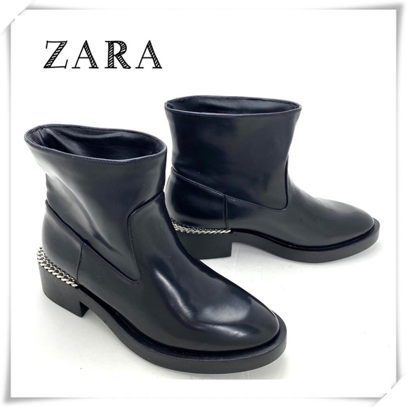 Zara Shoes - Zara Vegan Leather Moto Platform Ankles Boots BK